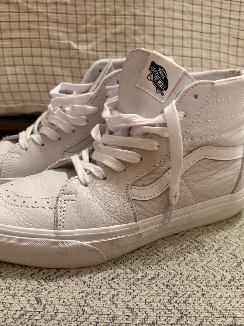 Vans Light Gray Leather High-Top Sneakers